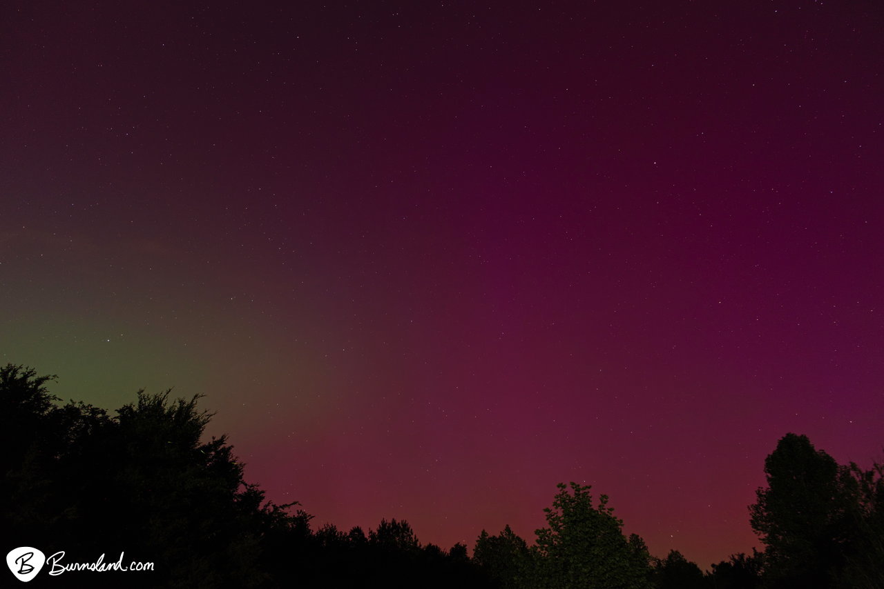 The aurora borealis, or northern lights, shine over the skies of Southwest Tennessee during their North American visibility on May 10, 2024