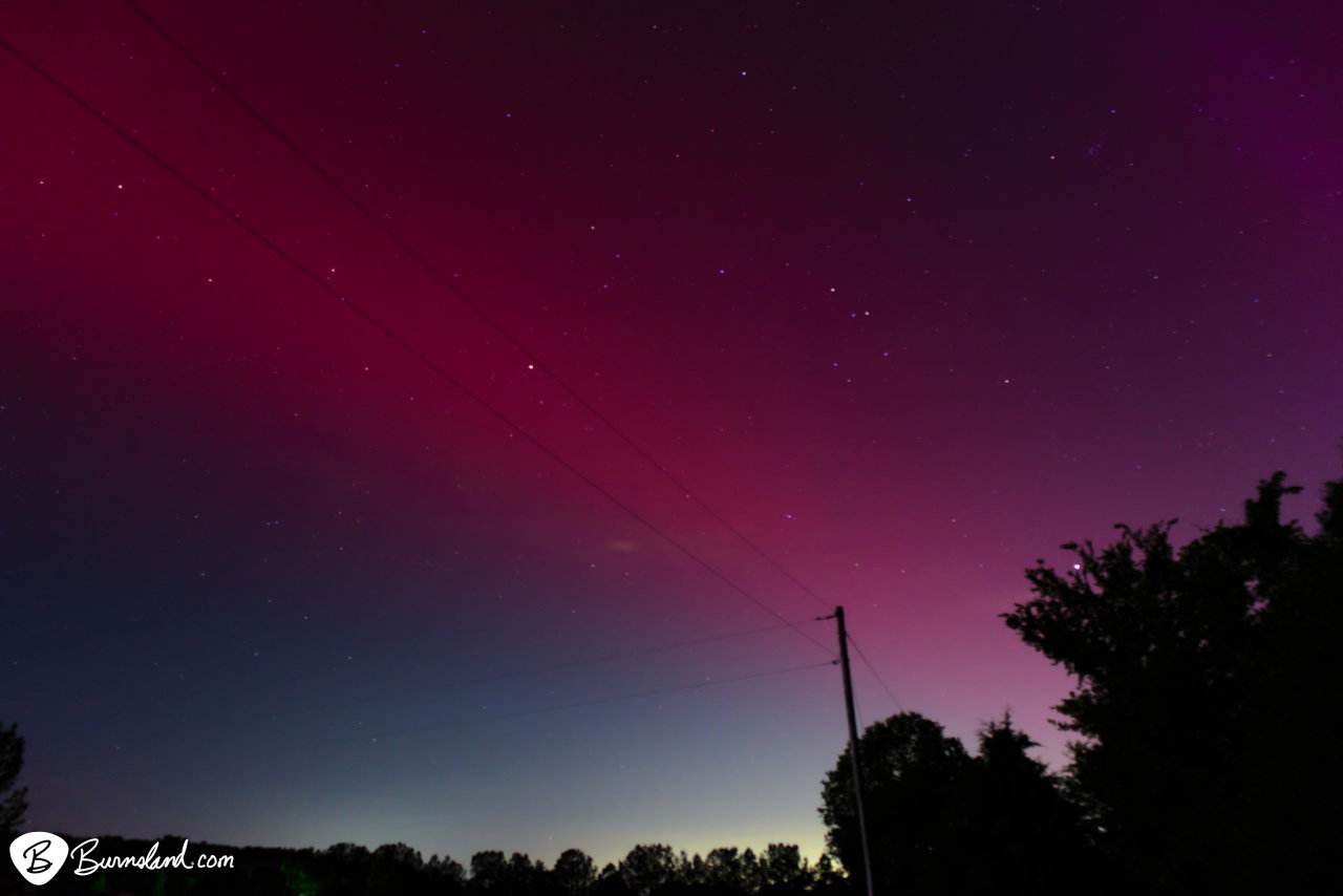 The aurora borealis, or northern lights, shine over the skies of Southwest Tennessee during their North American visibility on May 10, 2024