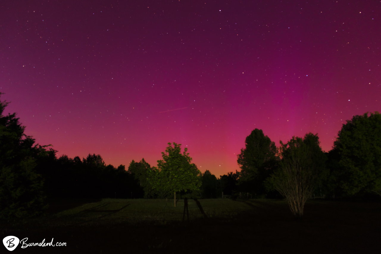 The aurora borealis, or northern lights, shine over the skies of Southwest Tennessee during their North American visibility on May 10, 2024