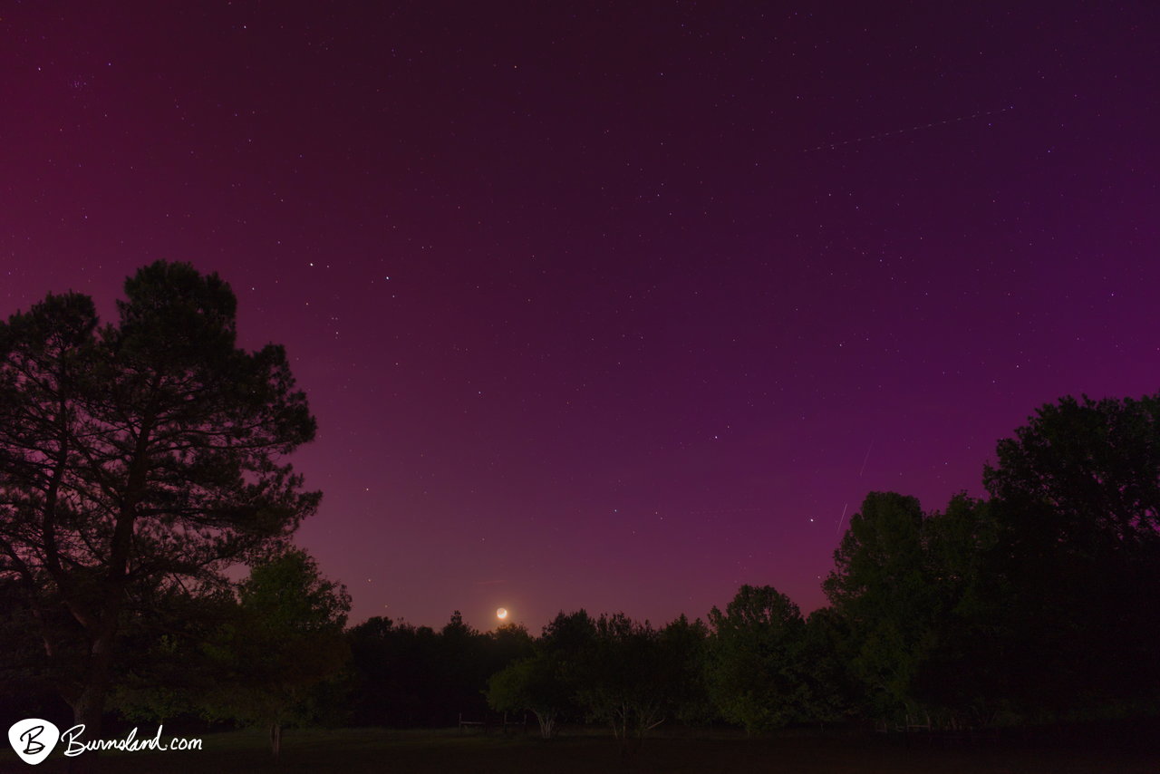The aurora borealis, or northern lights, shine over the skies of Southwest Tennessee during their North American visibility on May 10, 2024