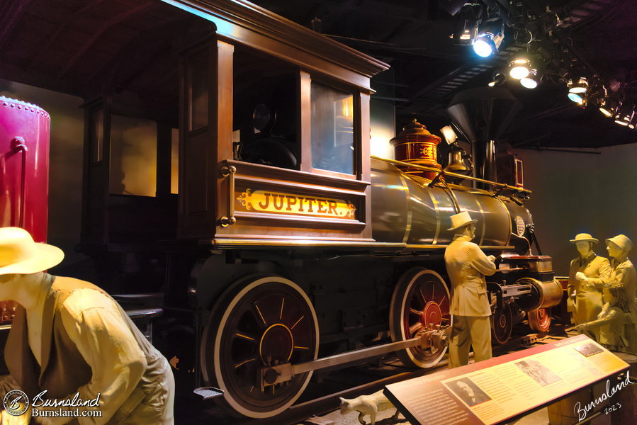 The steam Locomotive Jupiter of the Santa Cruz Railroad is on display in the Smithsonian National Museum of American History in Washington, DC.